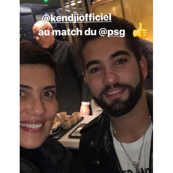 Cristina Cordula a croisé Kendji Girac au Parc des Princes lors de PSG-OL le 17 septembre 2017 et en a partagé un aperçu dans sa story Instagram.
