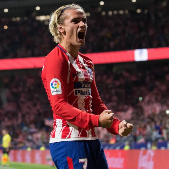 Antoine Griezmann, avec son club de Atletico de Madrid, premier buteur au tout nouveau stade Wanda Metropolitano lors du match contre Malaga à Madrid le 16 septembre 2017.