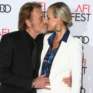 Johnny Hallyday et sa femme Laeticia Hallyday à la première de "Rules Don't Apply" à Los Angeles, le 10 novembre 2016.