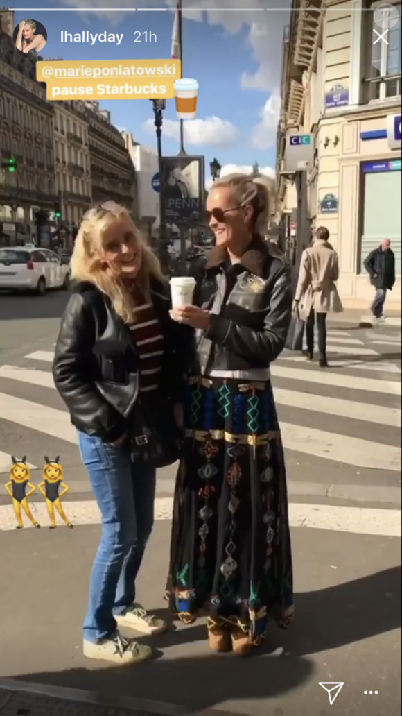 Pause café pour Laeticia Hallyday et Marie Poniatowski, Instagram septembre 2017.
