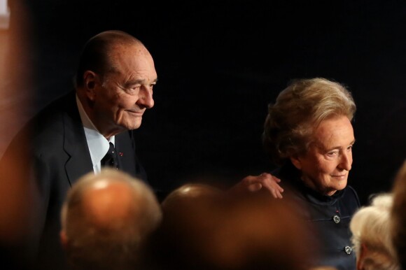 Jacques et Bernadette Chirac à la Ceremonie de remise du Prix pour la prevention des conflits de la Fondation Chirac au musee du quai Branly. Paris, le 21 Novembre 2013