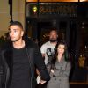 Kourtney Kardashian et son compagnon Younes Bendjima quittent leur hôtel, le Plaza Athénée, pour aller dîner dehors. Paris, le 26 septembre 2017