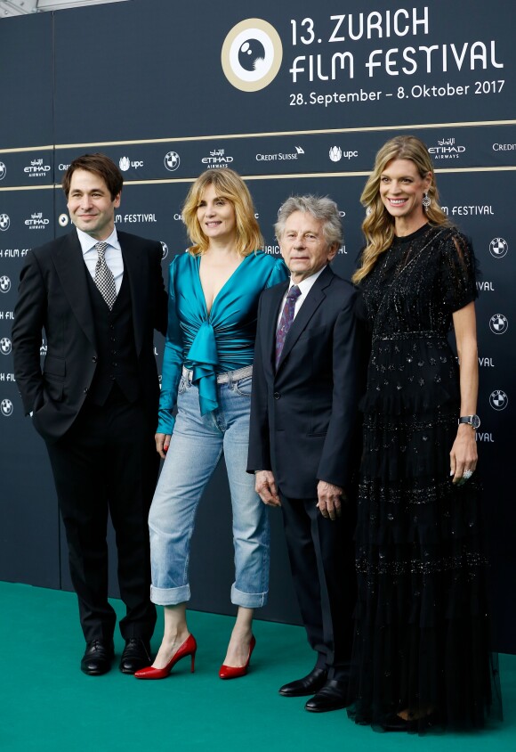 Karl Spoerri, Roman Polanski et sa femme Emmanuelle Seigner, Nadja Schildknecht - Avant-première du film "D'paèrs une histoire vraie" lors du festival du film de Zurich, le 2 octobre 2017.