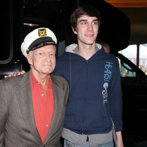Hugh Hefner et son fils Marston Hefner à Las Vegas, le 9 avril 2011.