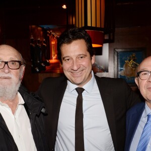 Semi-Exclusif - Jean-Michel Boris, Laurent Gerra, Jacques Pessis - Lancement du livre de Laurent Gerra "Carnets d'un sale gosse", soirée organisée par Five Eyes Production, au Buddha-Bar à Paris, le 9 octobre 2017. © Rachid Bellak/Bestimage