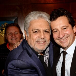 Semi-Exclusif - Enrico Macias, Laurent Gerra - Lancement du livre de Laurent Gerra "Carnets d'un sale gosse", soirée organisée par Five Eyes Production, au Buddha-Bar à Paris, le 9 octobre 2017. © Rachid Bellak/Bestimage