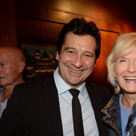 Semi-Exclusif - Laurent Gerra, Catherine Ceylac - Lancement du livre de Laurent Gerra "Carnets d'un sale gosse", soirée organisée par Five Eyes Production, au Buddha-Bar à Paris, le 9 octobre 2017. © Rachid Bellak/Bestimage