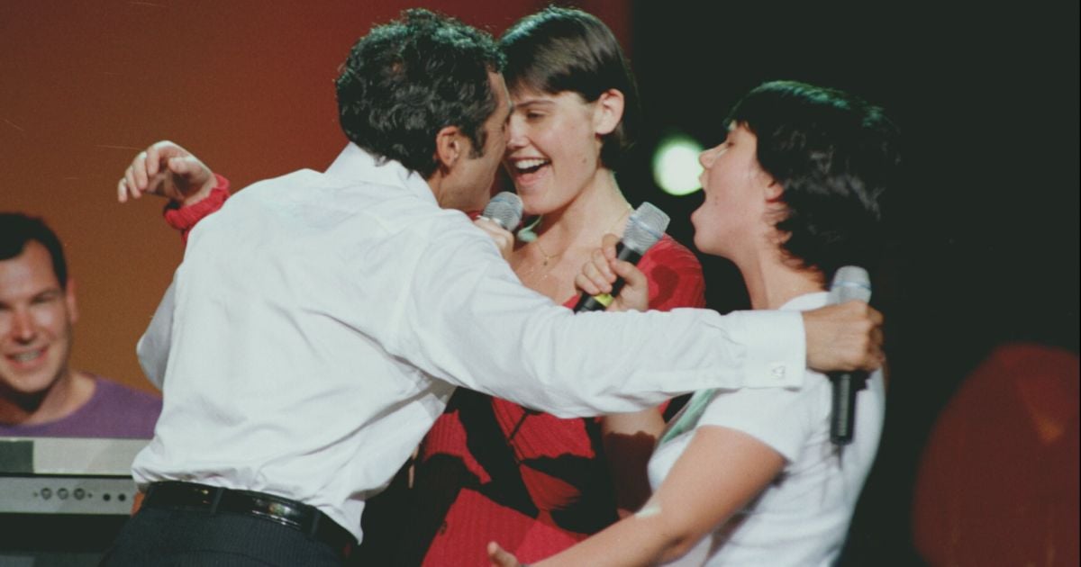 Qui Est La Compagne De Angele Herry Julien Clerc avec ses Angèle et Jeanne Herry à Paris, le 3 octobre 1997