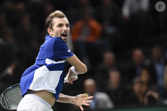 Julien Benetteau - J. Benneteau élimine M. Cilic en quart de finale du tournoi de tennis "Rolex Paris Masters 2017" à Paris le 3 novembre 2017. © Veeren-Perusseau/Bestimage