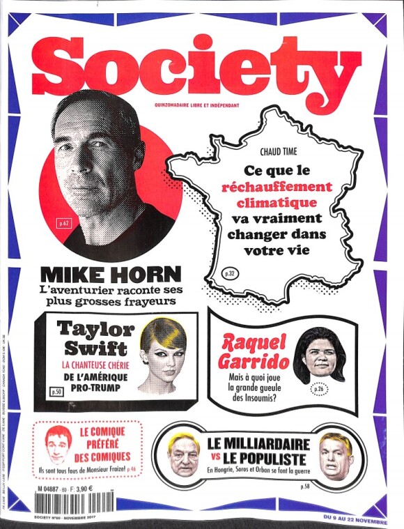 Magazine Society en kiosques le 9 novembre 2017.