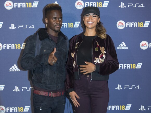 Black M (Black Mesrimes) et sa femme Lia - Lancement du jeu vidéo de football FIFA 18 (FIFA 2018) à l'établissement public de coopération culturelle parisien "CentQuatre" à Paris, France, le 25 septembre 2017. © Pierre Perusseau/Bestimage