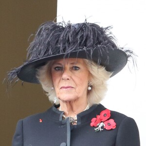Camilla Parker Bowles à Londres le 12 novembre 2017 pour le Dimanche du Souvenir, commémoration sur le Cénotaphe de Whitehall des soldats tombés au champ d'honneur lors des deux Guerres mondiales.