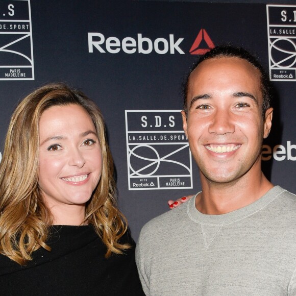 Sandrine Quétier et Laurent Maistret à l'inauguration du complexe sportif "La.Salle.De.Sport with Reebok" (S.D.S), boulevard de la Madeleine, à Paris, France, le 16 novembre 2017. © Coadic Guirec/Bestimage