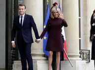 Brigitte Macron : Chic au bras d'Emmanuel pour déjeuner à l'Élysée