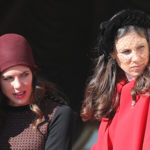 Alexandre Casiraghi, la princesse Caroline de Hanovre avec Sacha Casiraghi, Tatiana Casiraghi (Tatiana Santa Domingo), Charlotte Casiraghi et son fils Raphaël Elmaleh - La famille princière de Monaco au balcon du palais lors de la fête nationale monégasque, à Monaco, le 19 novembre 2017. © Dominique Jacovides/Bestimage