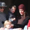 Sacha Casiraghi, la princesse Caroline de Hanovre, Charlotte Casiraghi et son fils Raphaël Elmaleh - La famille princière de Monaco au balcon du palais lors de la fête nationale monégasque, à Monaco, le 19 novembre 2017. © Dominique Jacovides/Bestimage