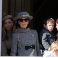 Beatrice Borromeo, la princesse Caroline de Hanovre, Charlotte Casiraghi, son fils Raphaël Elmaleh et Sacha Casiraghi - La famille princière de Monaco au balcon du palais lors de la fête nationale monégasque, à Monaco, le 19 novembre 2017. © Dominique Jacovides/Bestiumage