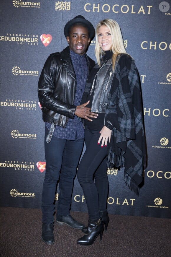 Rio Mavuba et sa femme Elodie enceinte - Avant-première du film "Chocolat" au Gaumont Champs-Elysées Marignan à Paris, le 1er février 2016. © Olivier Borde/Bestimage
