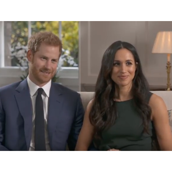 Le prince Harry et Meghan Markle lors de l'interview accordée le jour de l'annonce de leurs fiançailles, le 27 novembre 2017, à Mishal Husain de BBC.