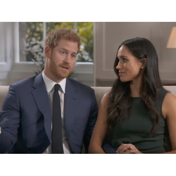 Le prince Harry et Meghan Markle lors de l'interview accordée le jour de l'annonce de leurs fiançailles, le 27 novembre 2017, à Mishal Husain de BBC.