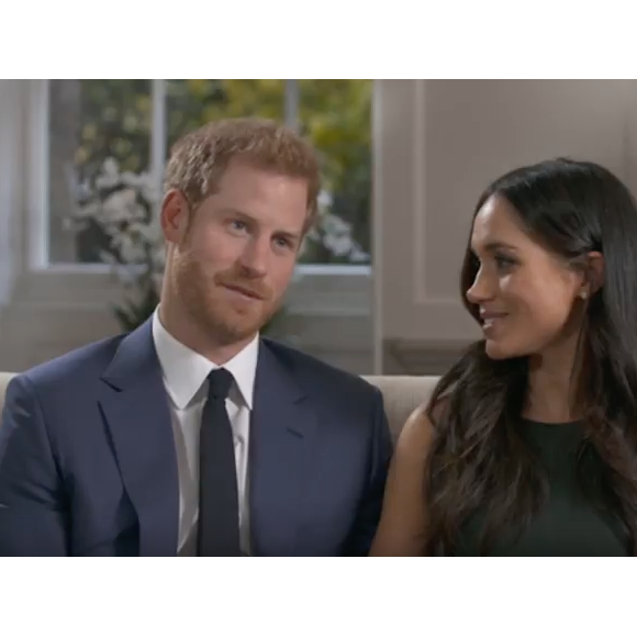 Le prince Harry et Meghan Markle lors de l'interview accordée le jour de l'annonce de leurs fiançailles, le 27 novembre 2017, à Mishal Husain de BBC.