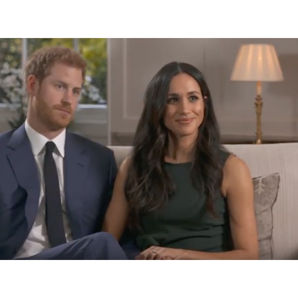 Le prince Harry et Meghan Markle lors de l'interview accordée le jour de l'annonce de leurs fiançailles, le 27 novembre 2017, à Mishal Husain de BBC.