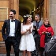 Exclusif - Mariage de Sandra de Matteis (en robe Dior) et Tomer Sisley à la Mairie du 8ème arrondissement de Paris, en présence de leurs enfants respectifs, Levin, Liv et Dino, de leurs familles et de leurs amis. Le 25 novembre 2017