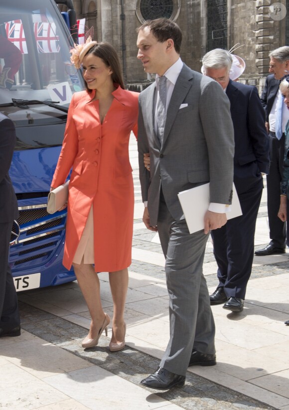 Lord Frederick (Freddie) Windsor et Sophie Winkleman (Lady Frederick Windsor) lors d'une réception au Guildhall de Londres à la suite de la messe de l'anniversaire de la reine Elizabeth II le 10 juin 2016.