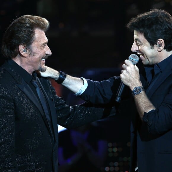 Exclusif - Johnny Hallyday et Patrick Bruel - Enregistrement de l'émission Spécial Johnny Hallyday, "Johnny, la soirée événement"