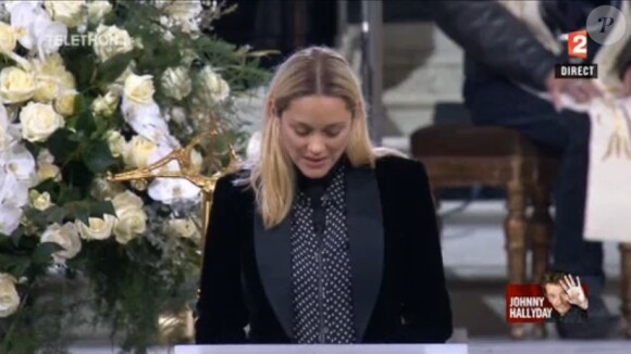 Marion Cotillard lit un texte hommage - Obsèques de Johnny Hallyday à l'église de la Madeleine, le 9 décembre 2017 à Paris