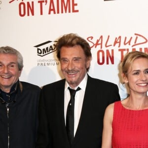 Claude Lelouch, Johnny Hallyday, Sandrine Bonnaire et Eddy Mitchell - Avant-première de 'Salaud on t'aime' à l'UGC Normandie sur les Champs-Elysées à Paris le 31 mars 2014.