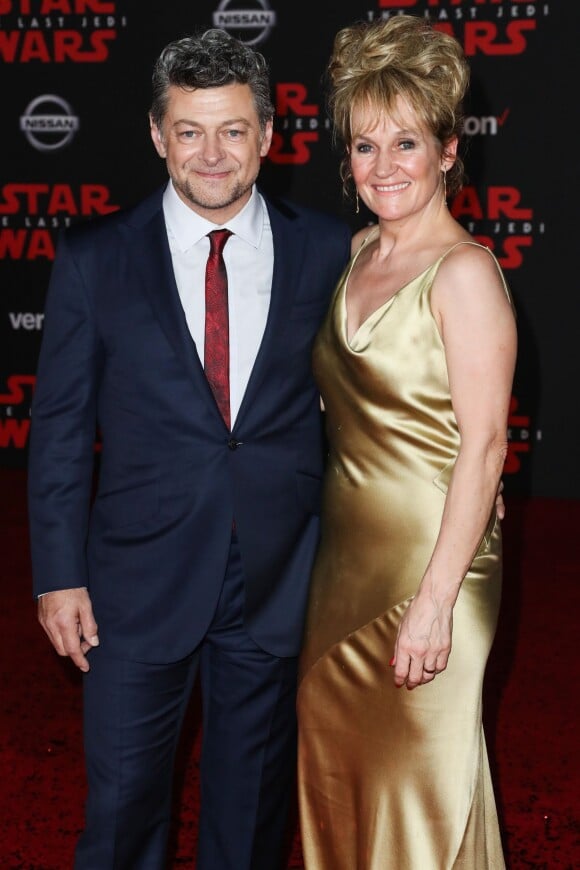 Andy Serkis avec sa femme Lorraine Ashbourne à la première de 'Star Wars: The Last Jedi' au The Shrine Auditorium à Los Angeles, le 9 décembre 2017
