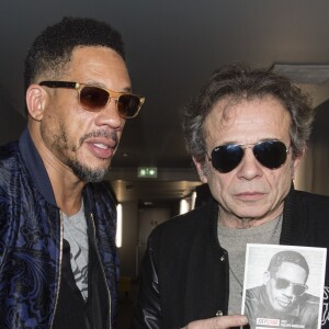 Exclusif - JoeyStarr et Philippe Manoeuvre - JoeyStarr et Philippe Manoeuvre présentent leur livre "Le monde de demain" à Saint-Ouen, le 20 novembre 2017. © Pierre Perusseau/Bestimage