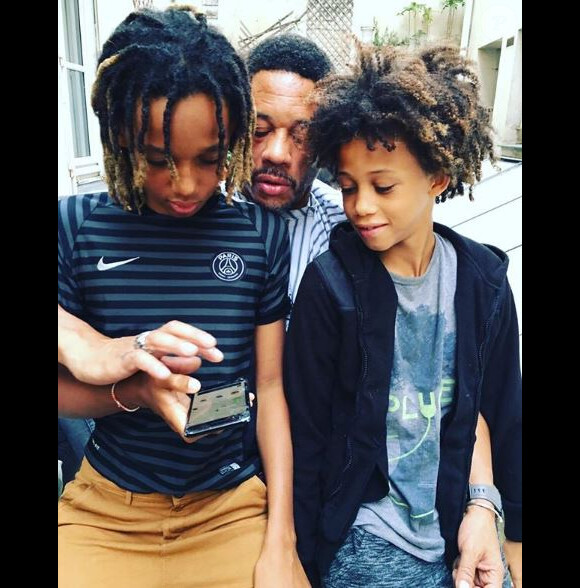 JoeyStarr avec ses fils Matisse et Kalil sur Instagram, le 31 juillet 2017.