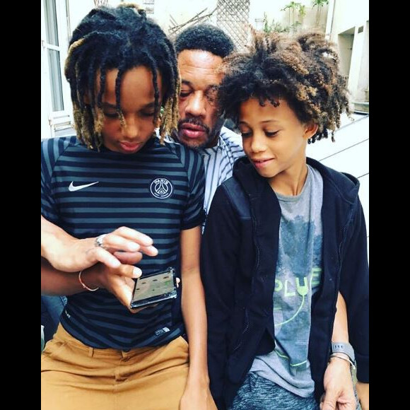 JoeyStarr avec ses fils Matisse et Kalil sur Instagram, le 31 juillet 2017.