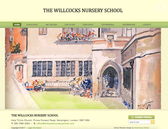 Capture d'écran du site Internet de la Willcocks Nursery School, à Londres, qui accueillera en janvier 2018 la princesse Charlotte de Cambridge.