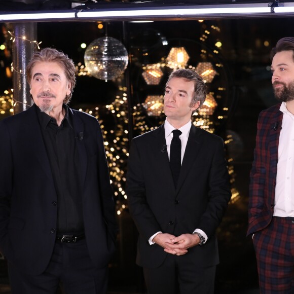 Exclusif - Serge Lama, Jonathan Lambert et Arthur Jugnot - Enregistrement de l'émission "Toute la musique qu'on aime" présentée par Nikos Aliagas à Paris le 4 décembre 2017. L'émission sera diffusée sur TF1 le 31 décembre 2017. © Cyril Moreau / Bestimage