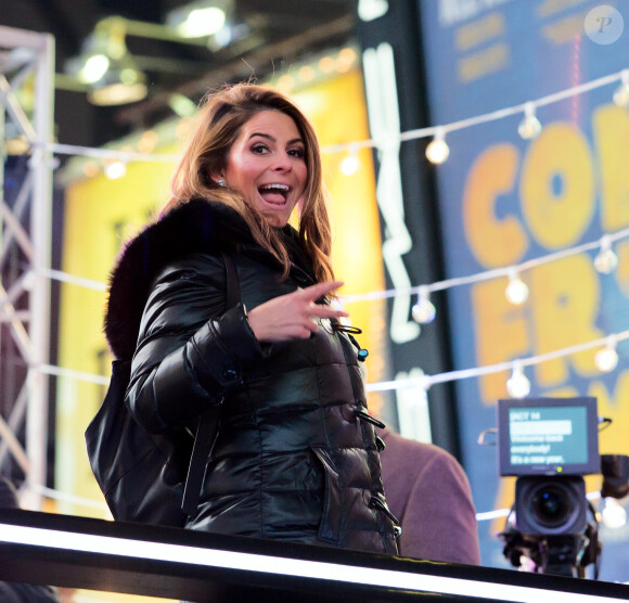 Maria Menounos lors des préparatifs du Nouvel An à Times Square à New York, le 30 décembre 2017