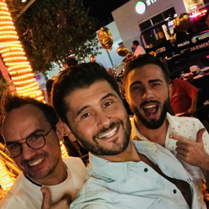 Jarry, Christophe Beaugrand et son compagnon Ghislain le 31 décembre 2017 au Mexique.