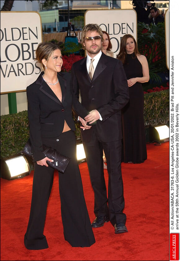 Jennifer Aniston et Brad Pitt aux 59e Golden Globes. Beverly Hills, janvier 2002.