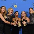 Laura Dern, Nicole Kidman, Zoe Kravitz, Reese Witherspoon et Shailene Woodley dans la press room des Golden Globe Awards au Beverly Hilton Hotel, Los Angeles, le 7 janvier 2018
