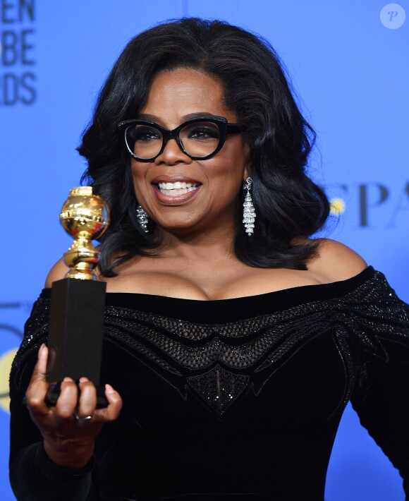 Oprah Winfrey dans la press room des Golden Globe Awards au Beverly Hilton Hotel, Los Angeles, le 7 janvier 2018
