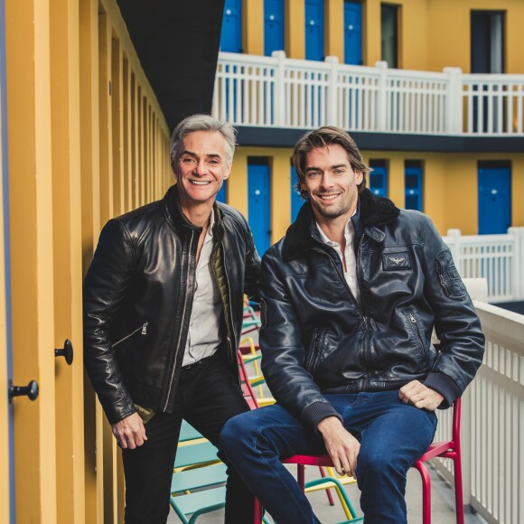 Exclusif - Shooting photo avec Camille Lacourt et Cyril Viguier à la piscine Molitor le 6 décembre 2017. Camille Lacourt sera l'invité de Cyril Viguier dans "Le Journal des Territoires" le 10 janvier sur Public Sénat. © Cyril Moreau / Bestimage