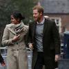 Le prince Harry et sa fiancée Meghan Markle se rendent à la station de radio "Reprezent" dans le quartier de Brixton à Londres le 9 janvier 2018.