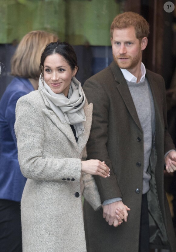 Le prince Harry et sa fiancée Meghan Markle se rendent à la station de radio "Reprezent" dans le quartier de Brixton à Londres le 9 janvier 2018.