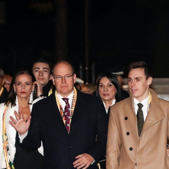 La princesse Stéphanie de Monaco était entourée de sa fille Pauline Ducruet, son frère le prince Albert II de Monaco et son fils Louis Ducruet avec sa compagne Marie pour la soirée d'ouverture du 42e Festival International du Cirque de Monte-Carlo le 16 janvier 2018. © Olivier Huitel/Pool/Bestimage