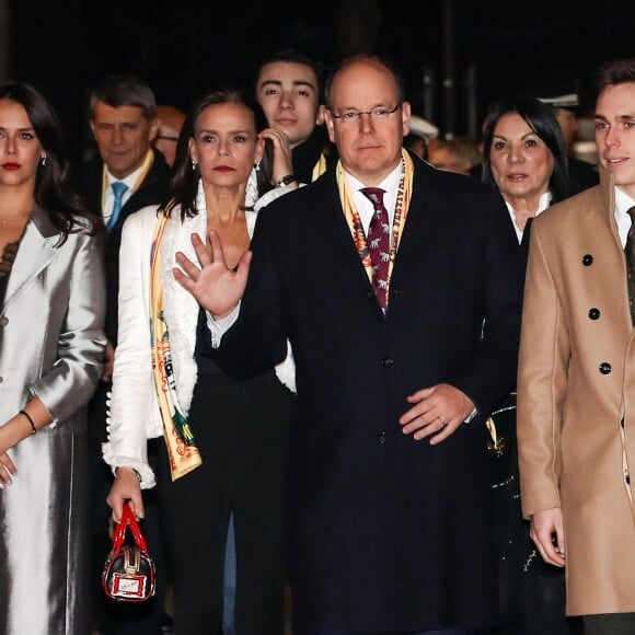 La princesse Stéphanie de Monaco était entourée de sa fille Pauline Ducruet, son frère le prince Albert II de Monaco et son fils Louis Ducruet avec sa compagne Marie pour la soirée d'ouverture du 42e Festival International du Cirque de Monte-Carlo le 16 janvier 2018. © Olivier Huitel/Pool/Bestimage