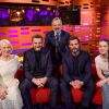 Helen Mirren, Liam Neeson, Graham Norton, Jamie Dornan et Sigrid lors du tournage du Graham Norton Show le 18 janvier 2018 - diffusion vendredi 19 janvier sur BBC ONE.