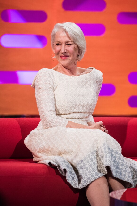 Helen Mirren lors du tournage du Graham Norton Show le 18 janvier 2018 - diffusion vendredi 19 janvier sur BBC ONE.