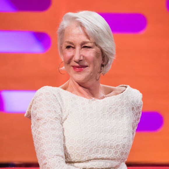 Helen Mirren lors du tournage du Graham Norton Show le 18 janvier 2018 - diffusion vendredi 19 janvier sur BBC ONE.